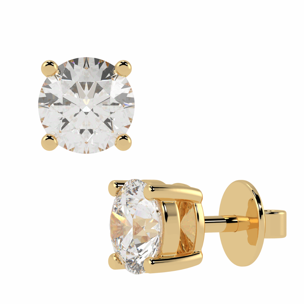 0.61ct Round Cut Solitaire Earrings 18ct Yellow Gold