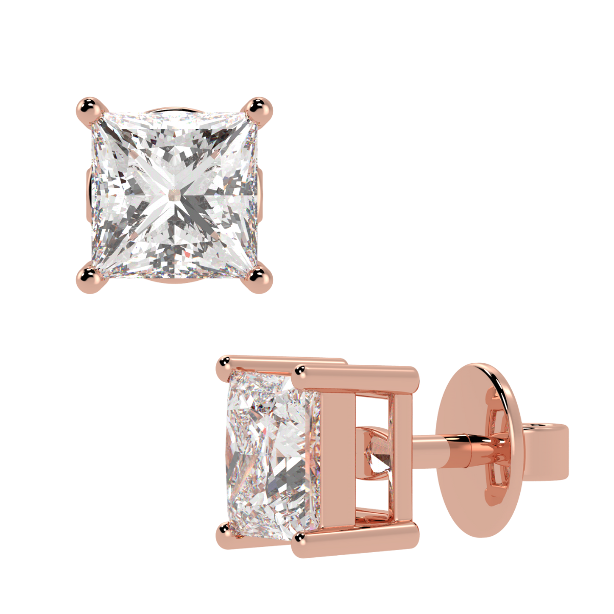 Princess Solitaire Earrings