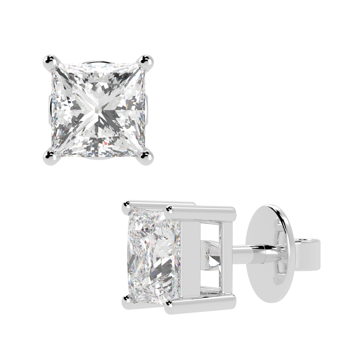 Princess Solitaire Earrings