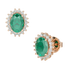 Emerald Sunburst Earrings Rose Gold Front & Side View
