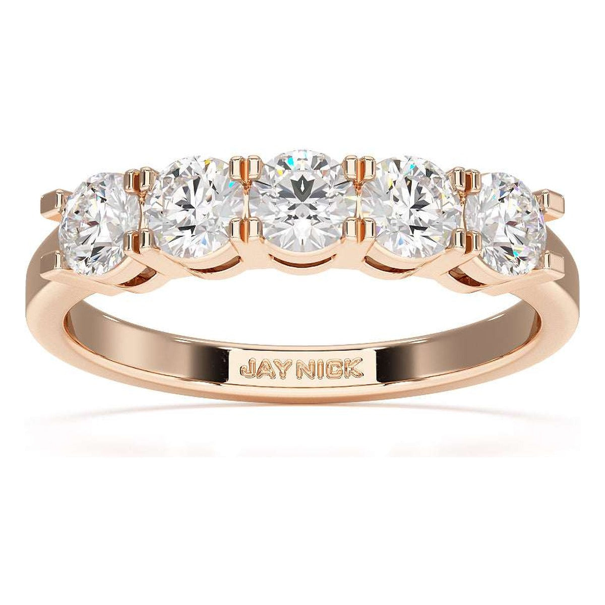 Basket Set Five Stone Ring in rose gold, top view