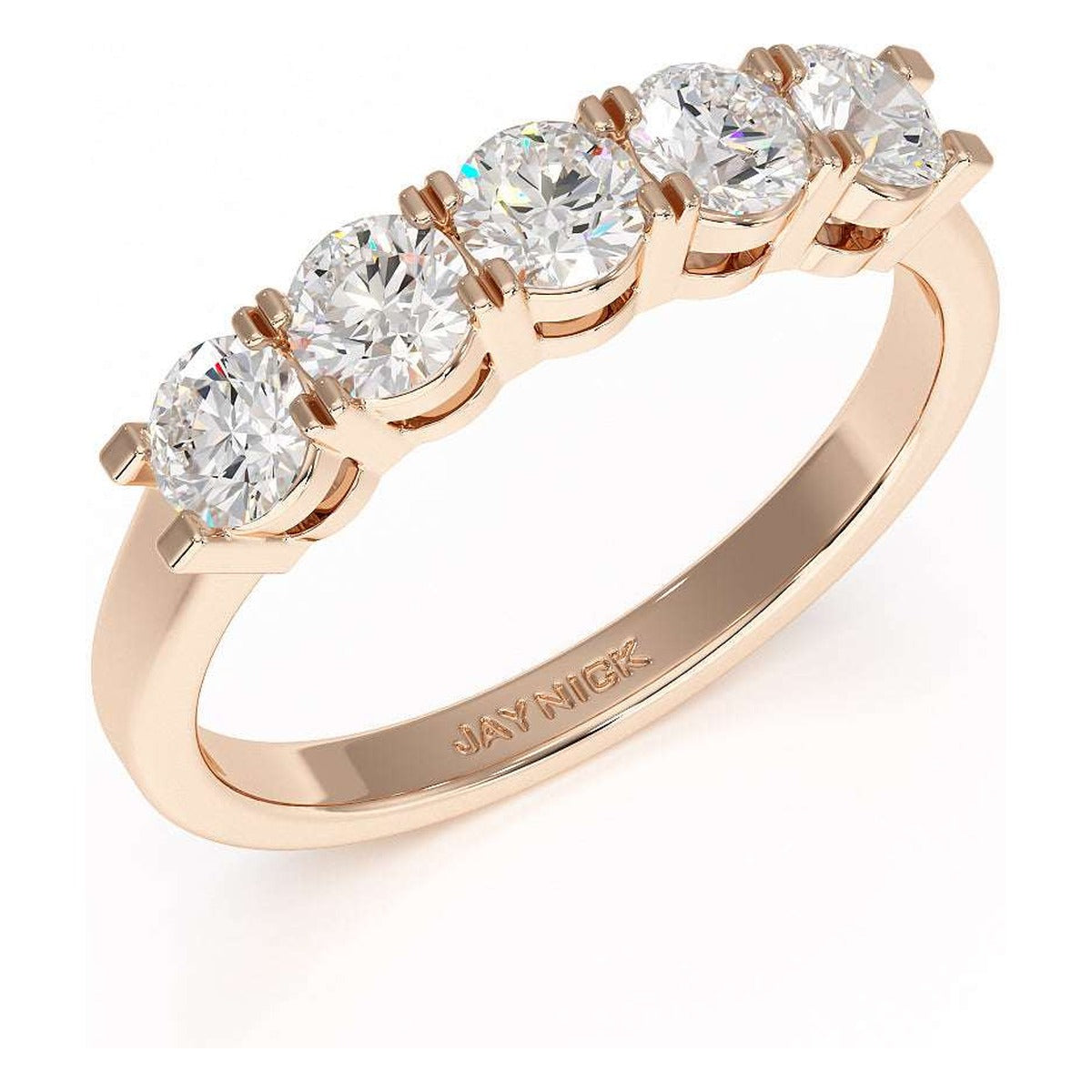 Basket Set Five Stone Ring in rose gold, perspective view