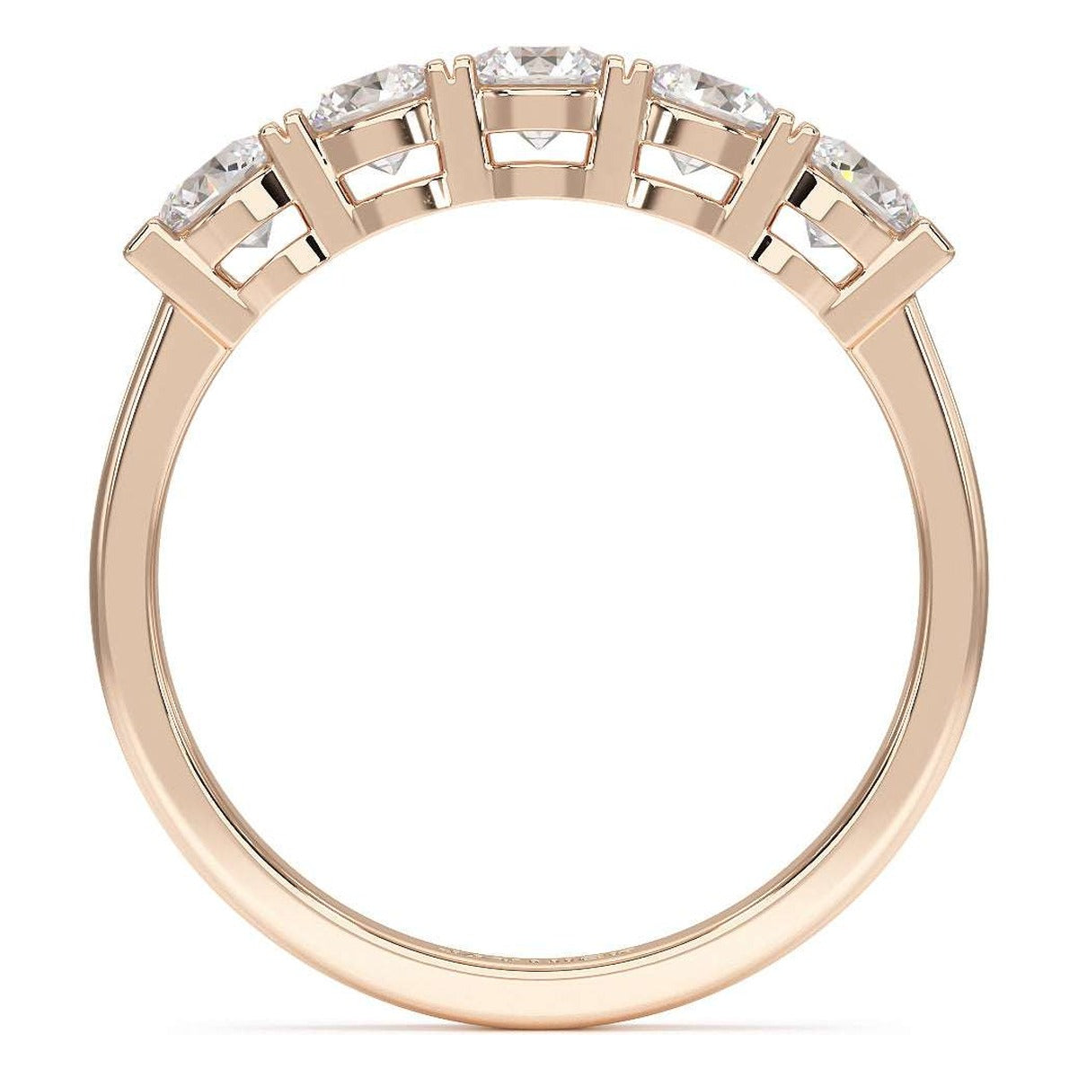 Basket Set Five Stone Ring in rose gold, flat view