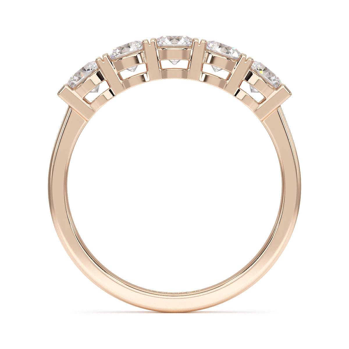 Basket Set Five Stone Rose Gold Ring Flat View