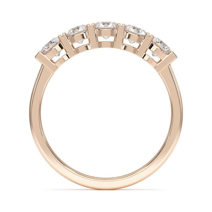 Basket Set Five Stone Rose Gold Ring Flat View