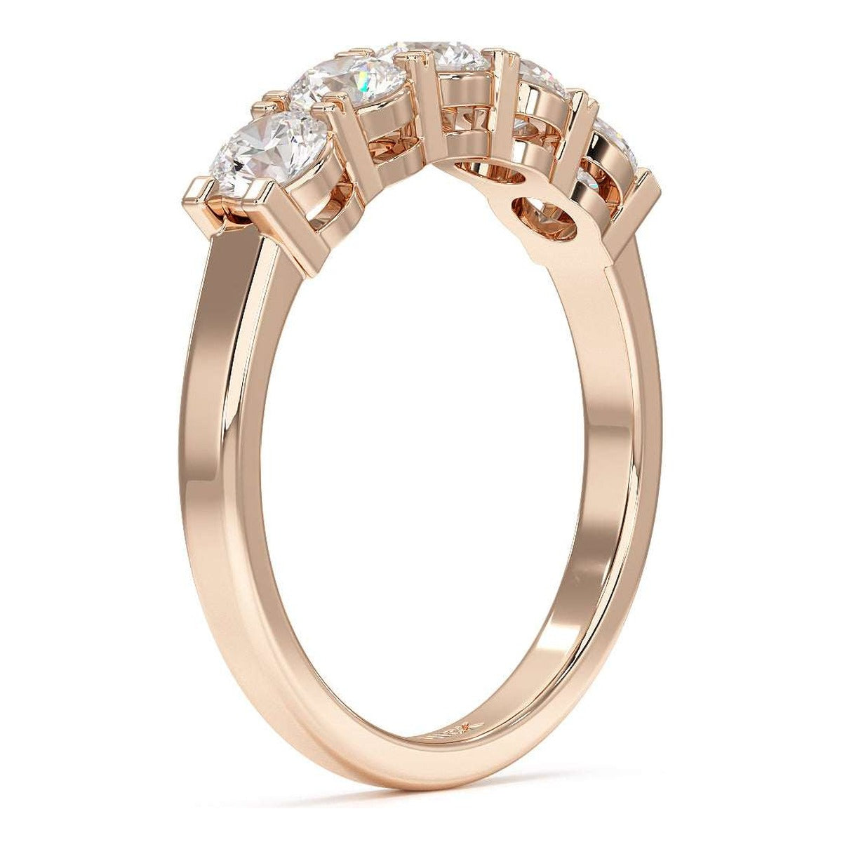 Basket Set Five Stone Ring in rose gold, side view