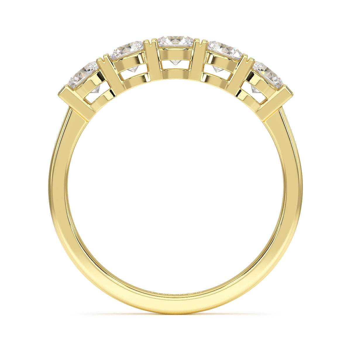 Basket Set Five Stone Yellow Gold Ring Flat View