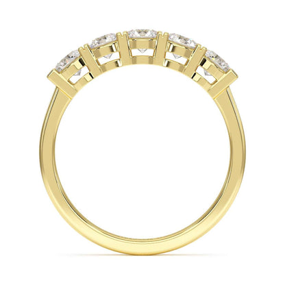 Basket Set Five Stone Yellow Gold Ring Flat View