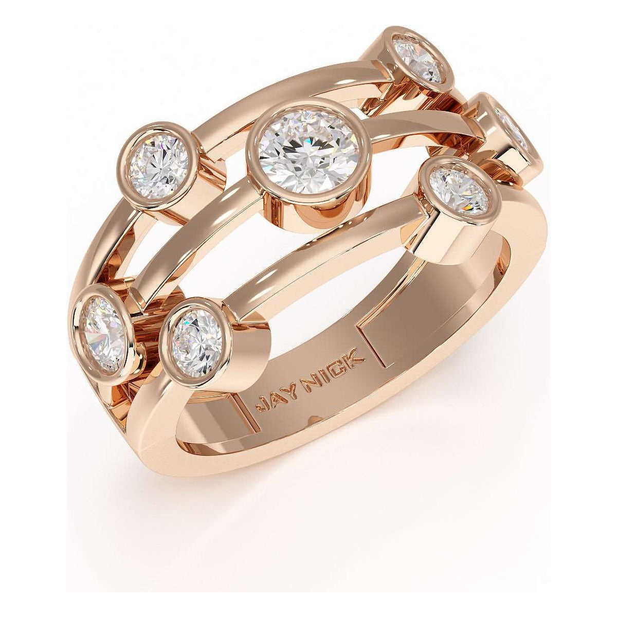 Bubble Seven Stone Ring in rose gold, perspective view