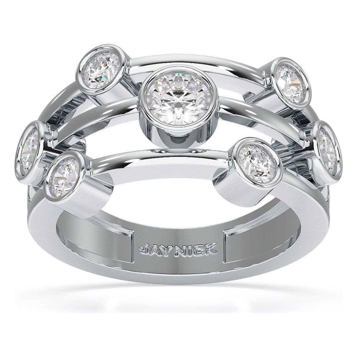 Bubble Seven Stone Ring in white gold or platinum, top view