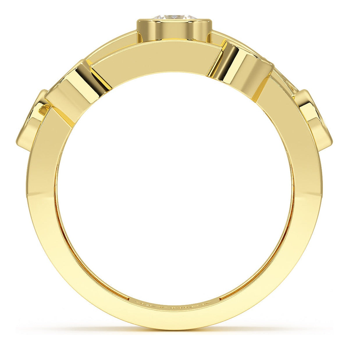 Bubble Seven Stone Ring in yellow gold, flat view