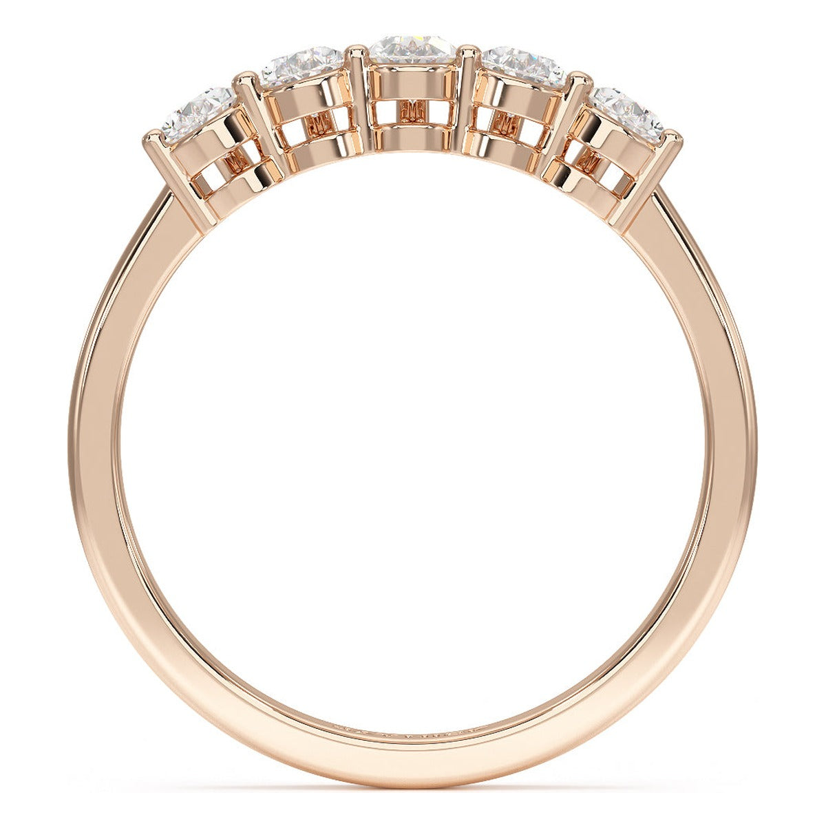 Pear Cut Five Stone Ring in rose gold, flat view