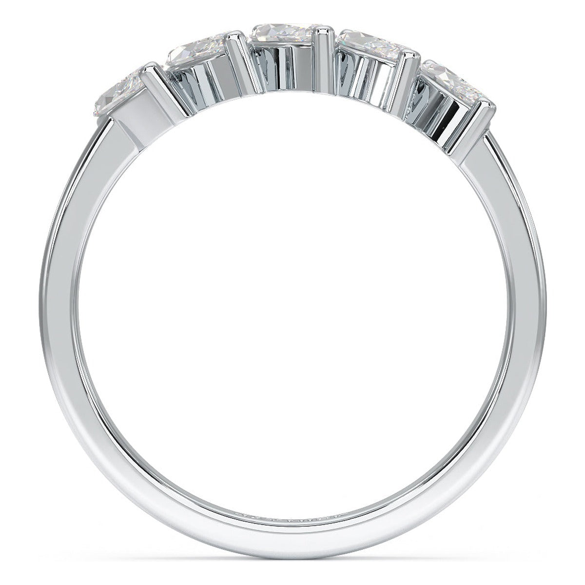 Marquise Cut Five Stone Ring in white gold or platinum, flat view