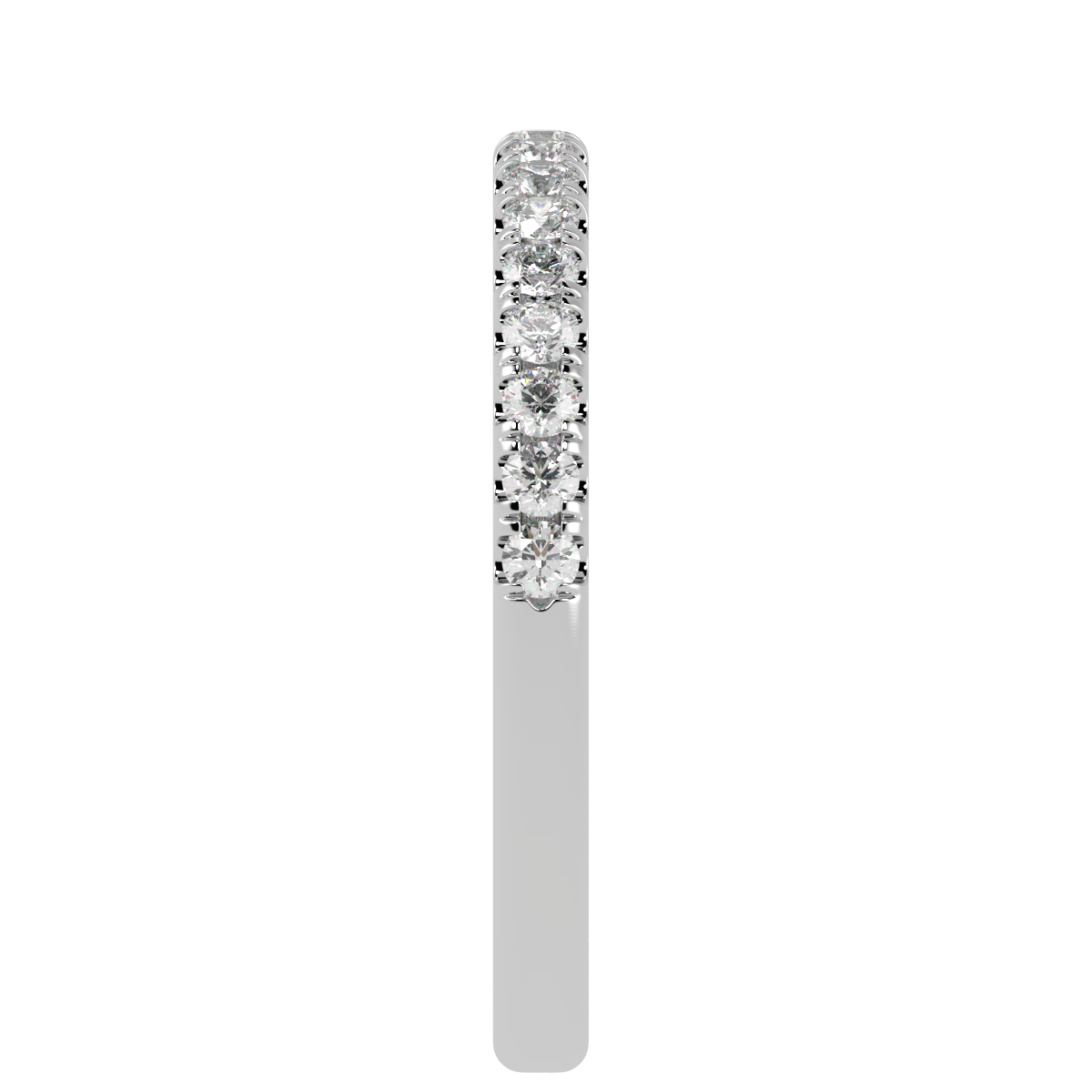 Petite Micro Set Half Eternity Ring in white gold or platinum, side view