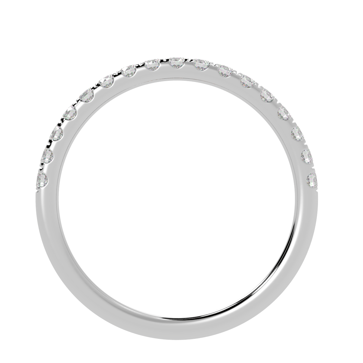 Petite Micro Set Half Eternity Ring in white gold or platinum, flat view