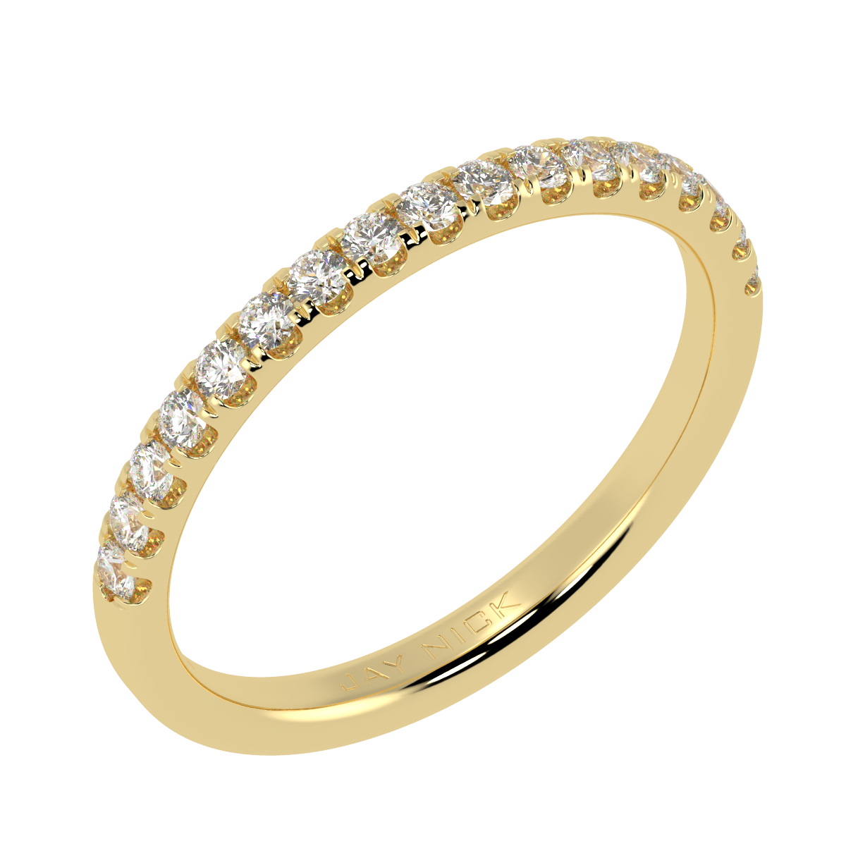 Petite Micro Set Half Eternity Ring in yellow gold, perspective view