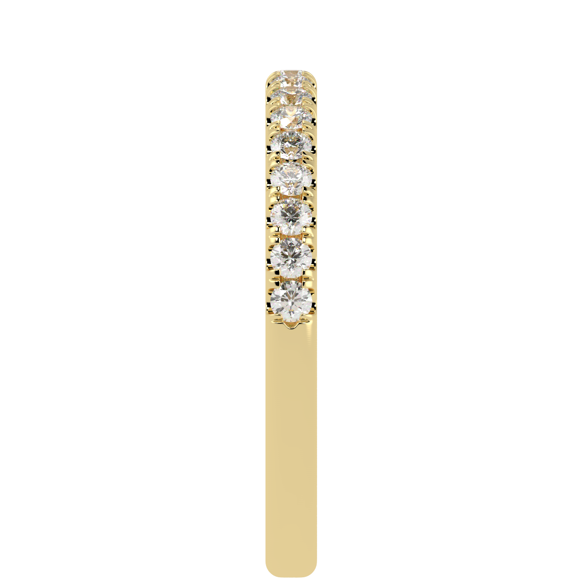 Petite Micro Set Half Eternity Ring in yellow gold, side view