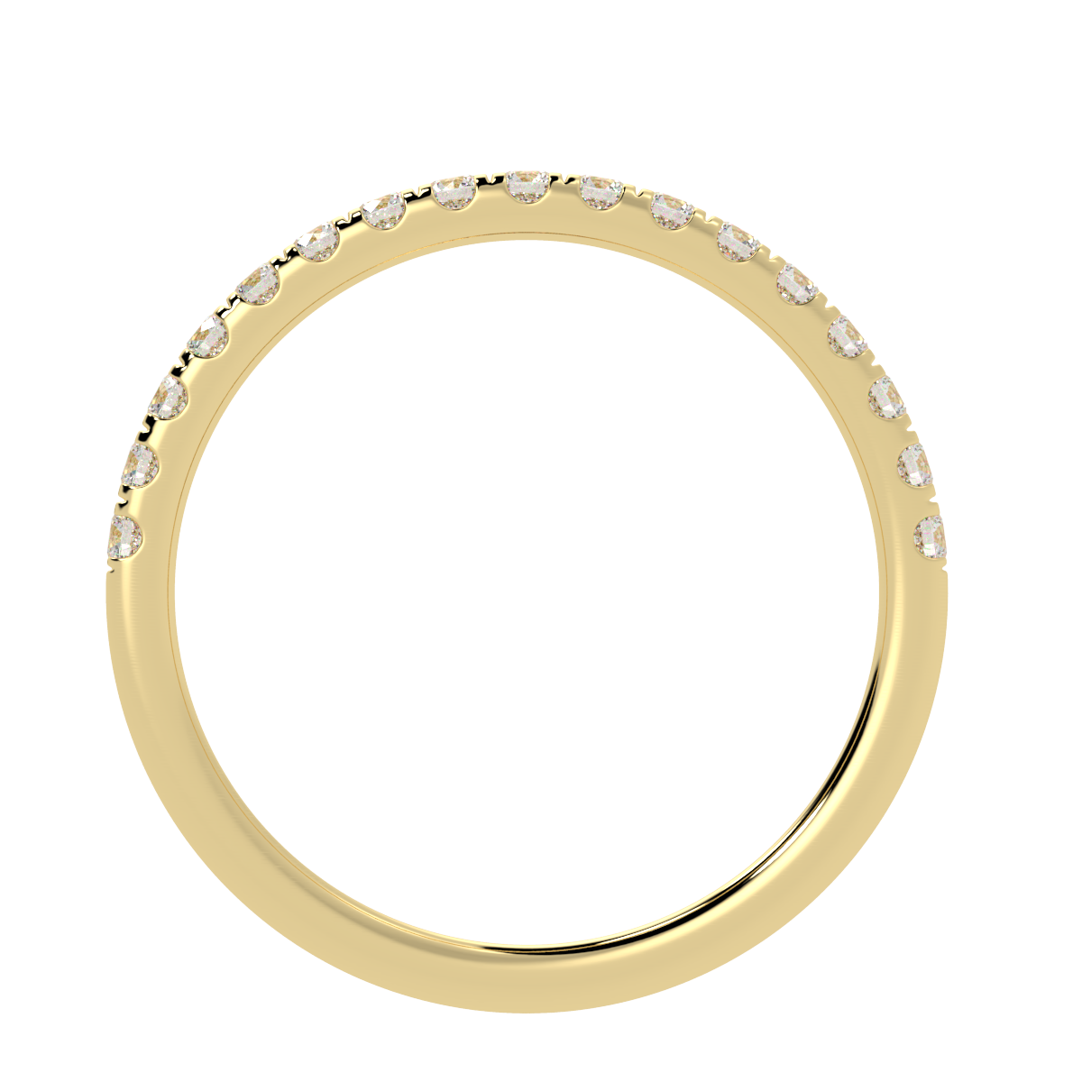 Petite Micro Set Half Eternity Ring in yellow gold, flat view