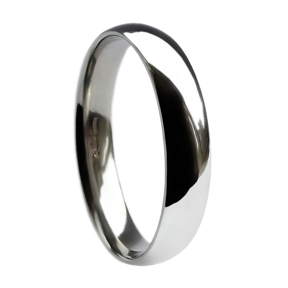 4mm Medium Court Shape Wedding Band 9K White Gold