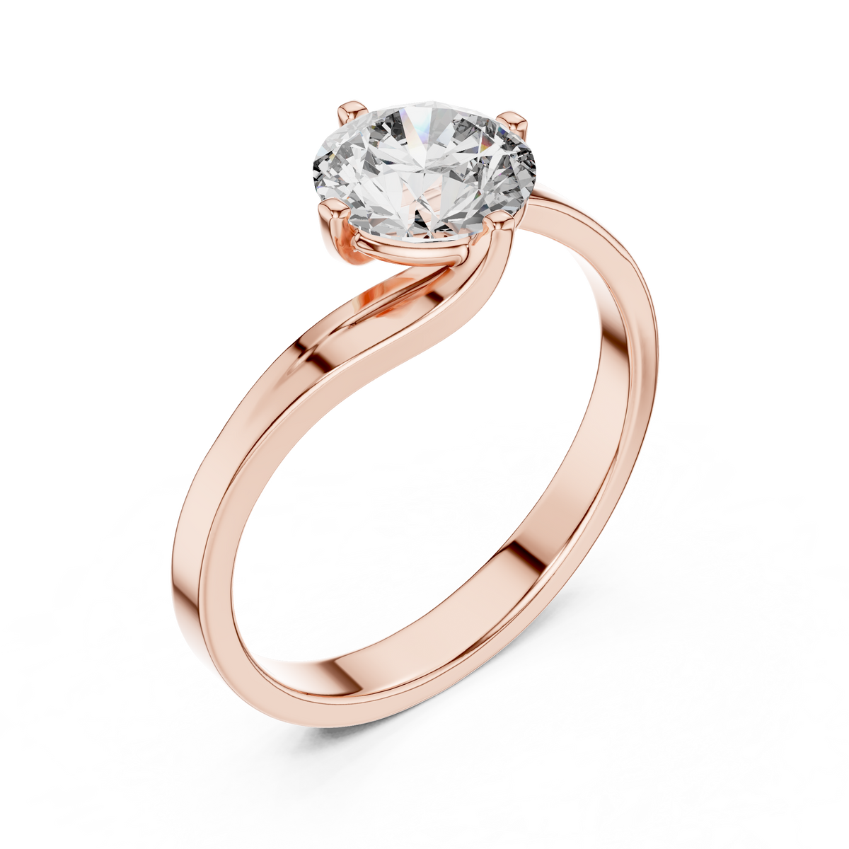 Swirl Set Solitaire Ring