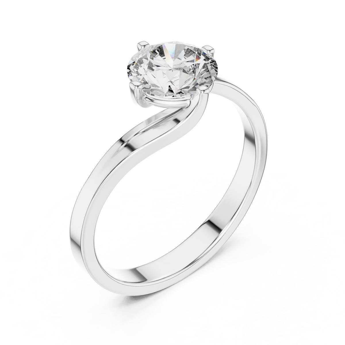 Swirl Set Solitaire Ring