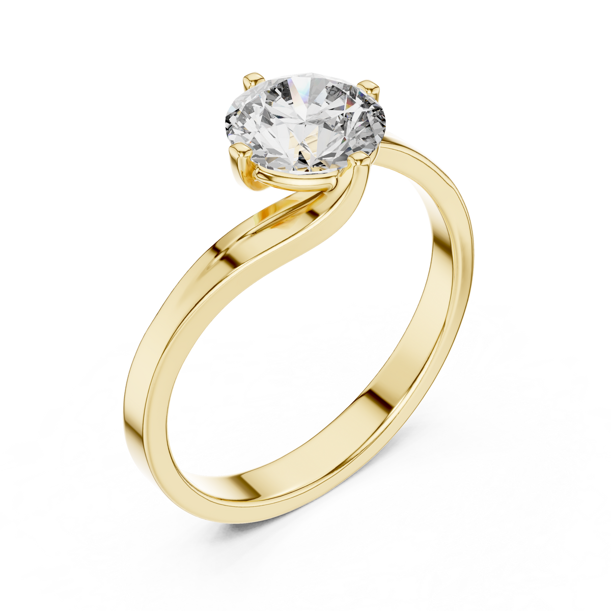 Swirl Set Solitaire Ring