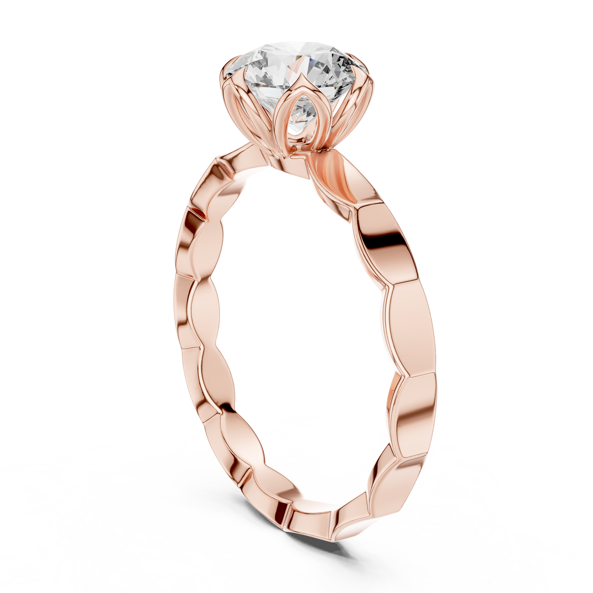 Floral Set Solitaire Ring