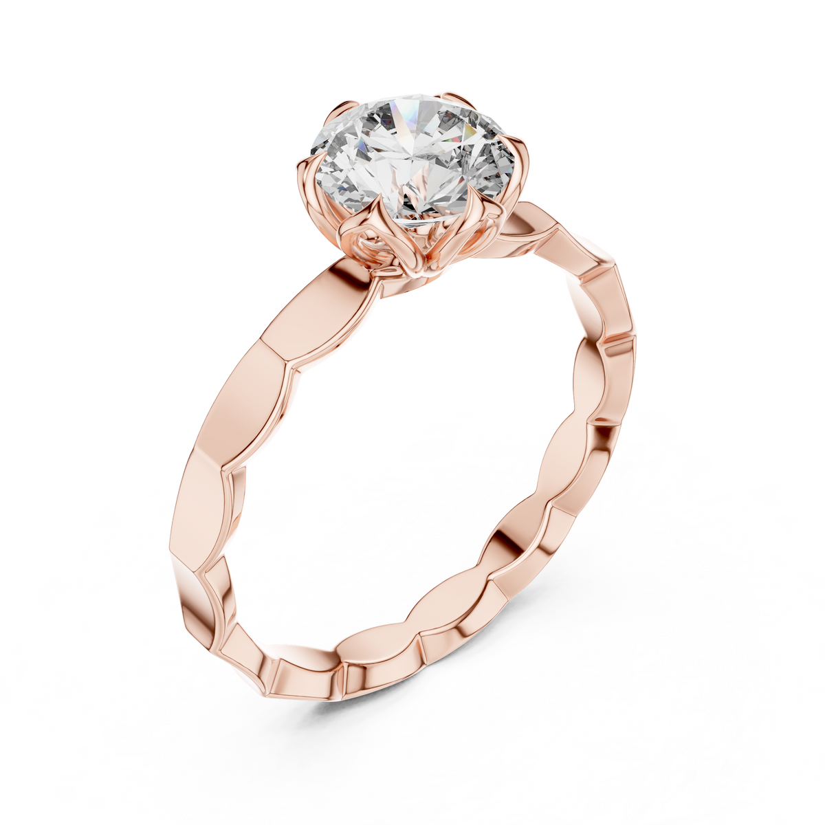 Floral Set Solitaire Ring