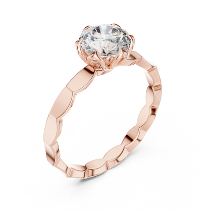 Floral Set Solitaire Ring