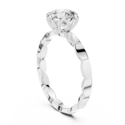 Floral Set Solitaire Ring
