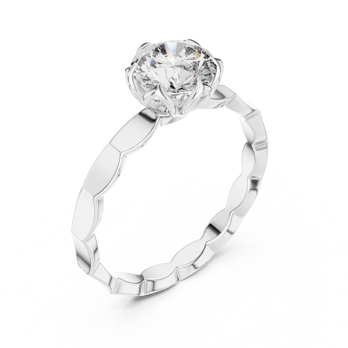 Floral Set Solitaire Ring