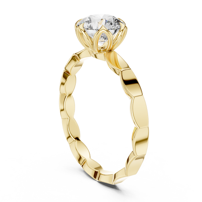 Floral Set Solitaire Ring