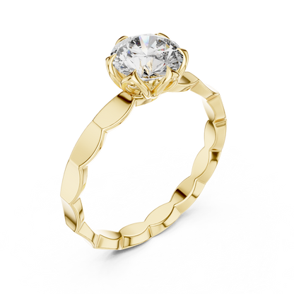 Floral Set Solitaire Ring