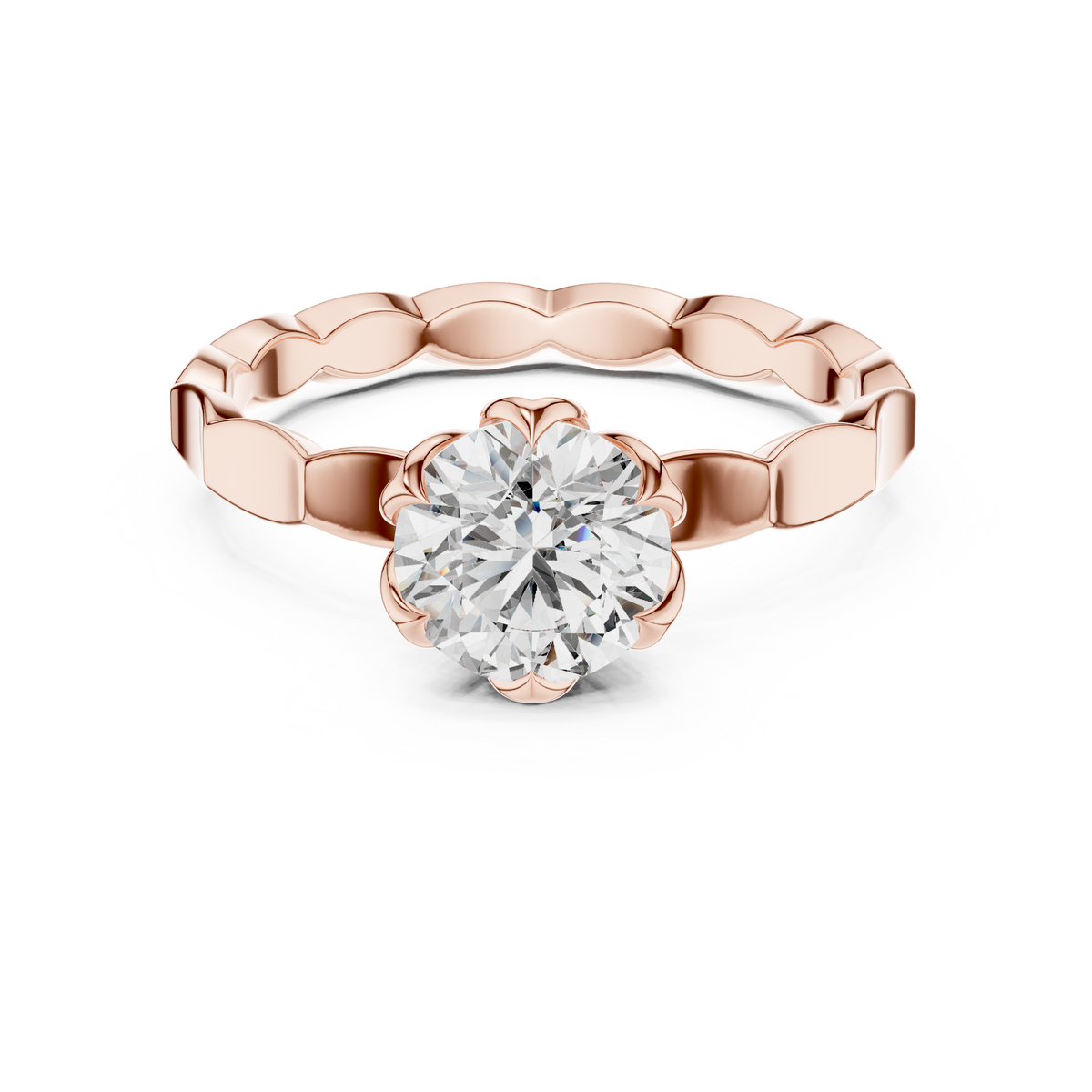 Floral Set Solitaire Ring
