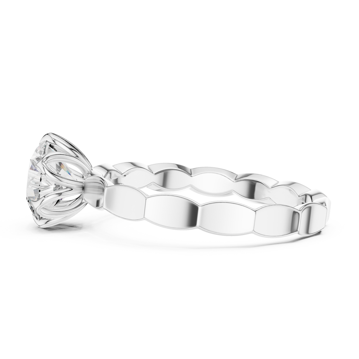 Floral Set Solitaire Ring