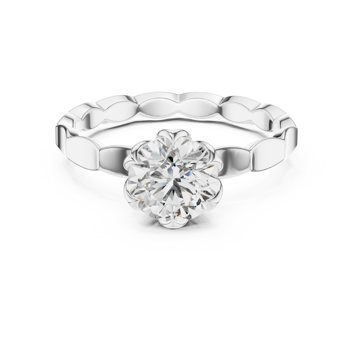 Floral Set Solitaire Ring