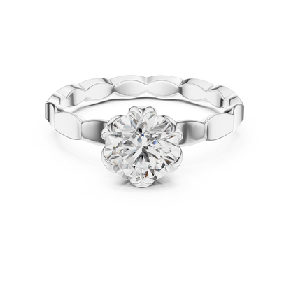 Floral Set Solitaire Ring