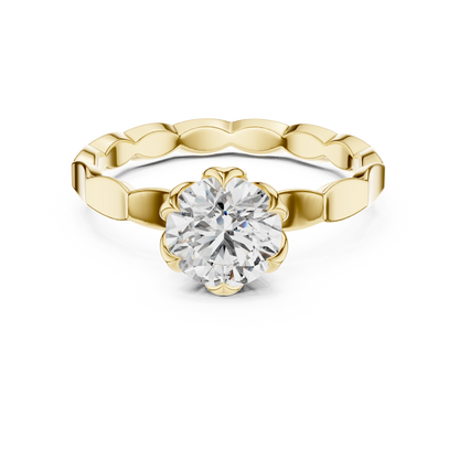 Floral Set Solitaire Ring