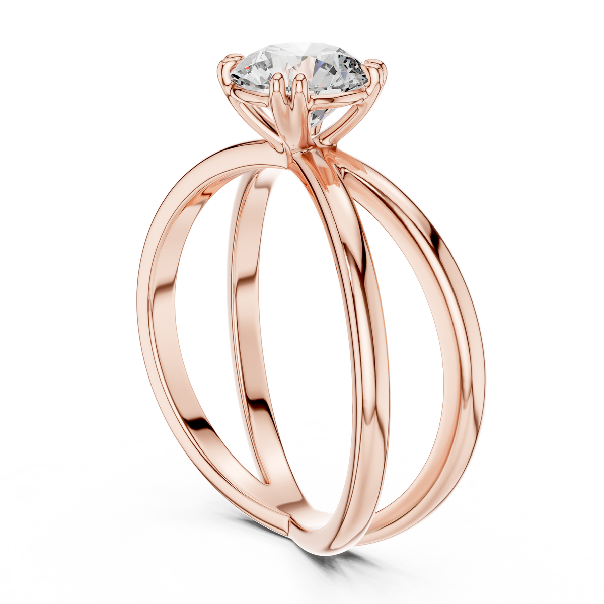 Crossover Solitaire Ring