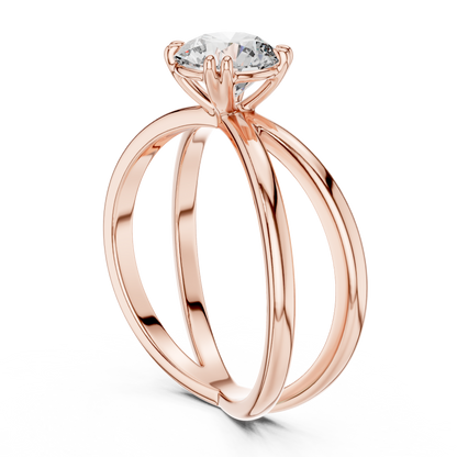 Crossover Solitaire Ring