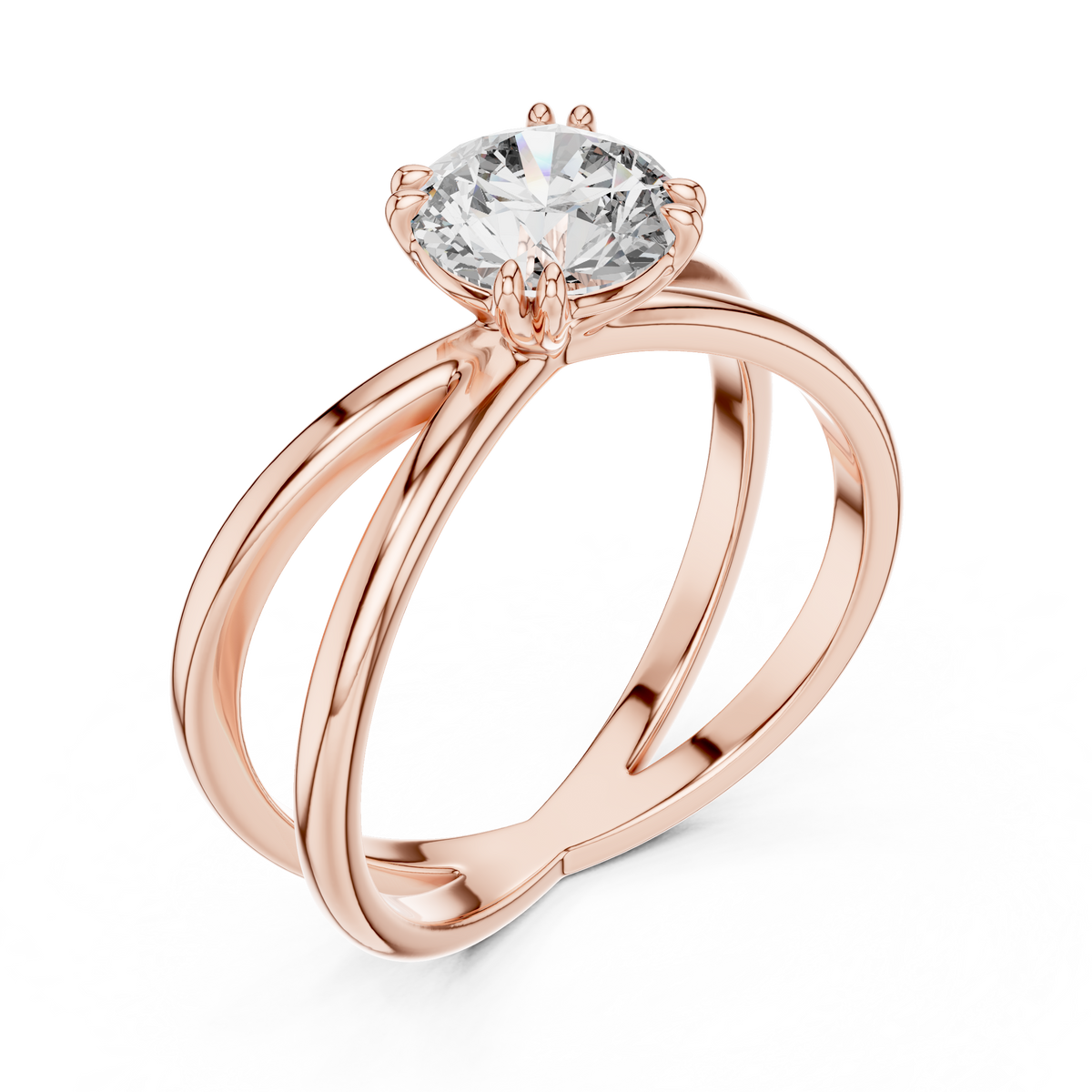 Crossover Solitaire Ring