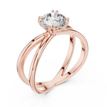 Crossover Solitaire Ring
