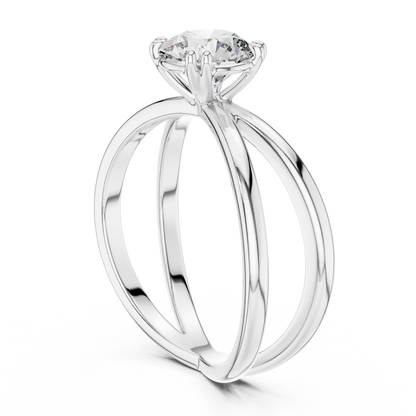Crossover Solitaire Ring