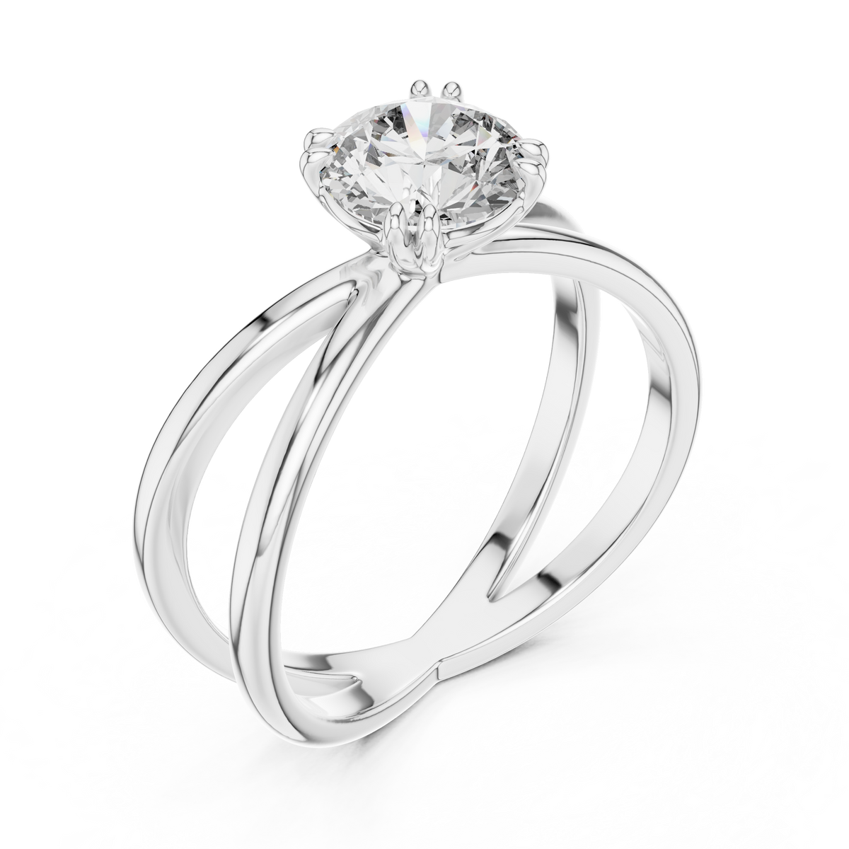 Crossover Solitaire Ring