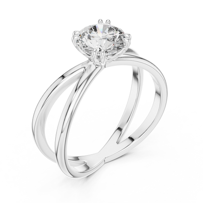 Crossover Solitaire Ring