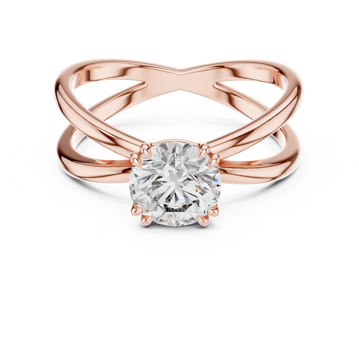 Crossover Solitaire Ring