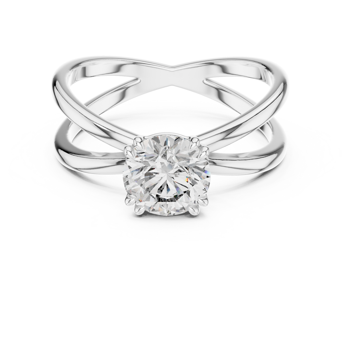 Crossover Solitaire Ring