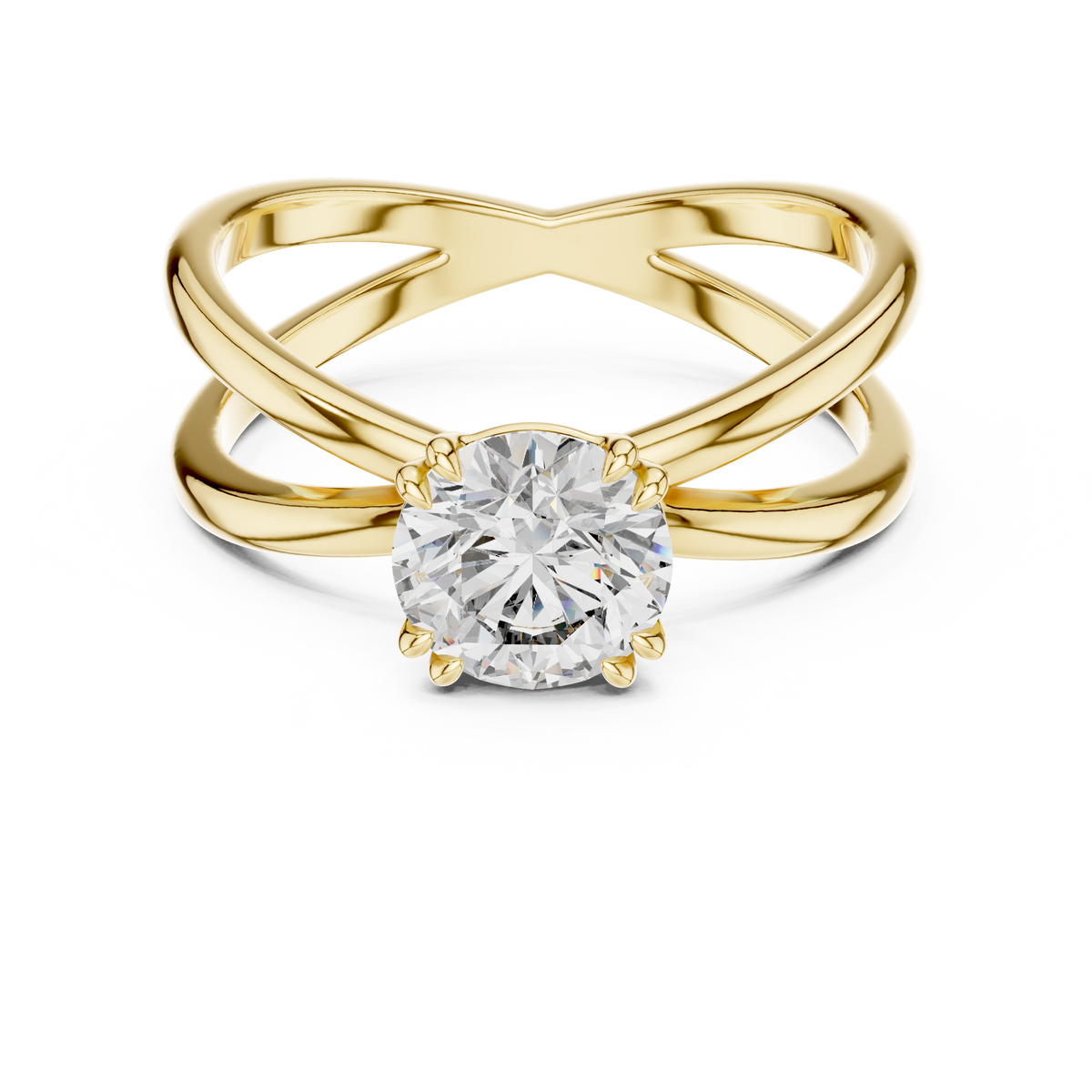 Crossover Solitaire Ring