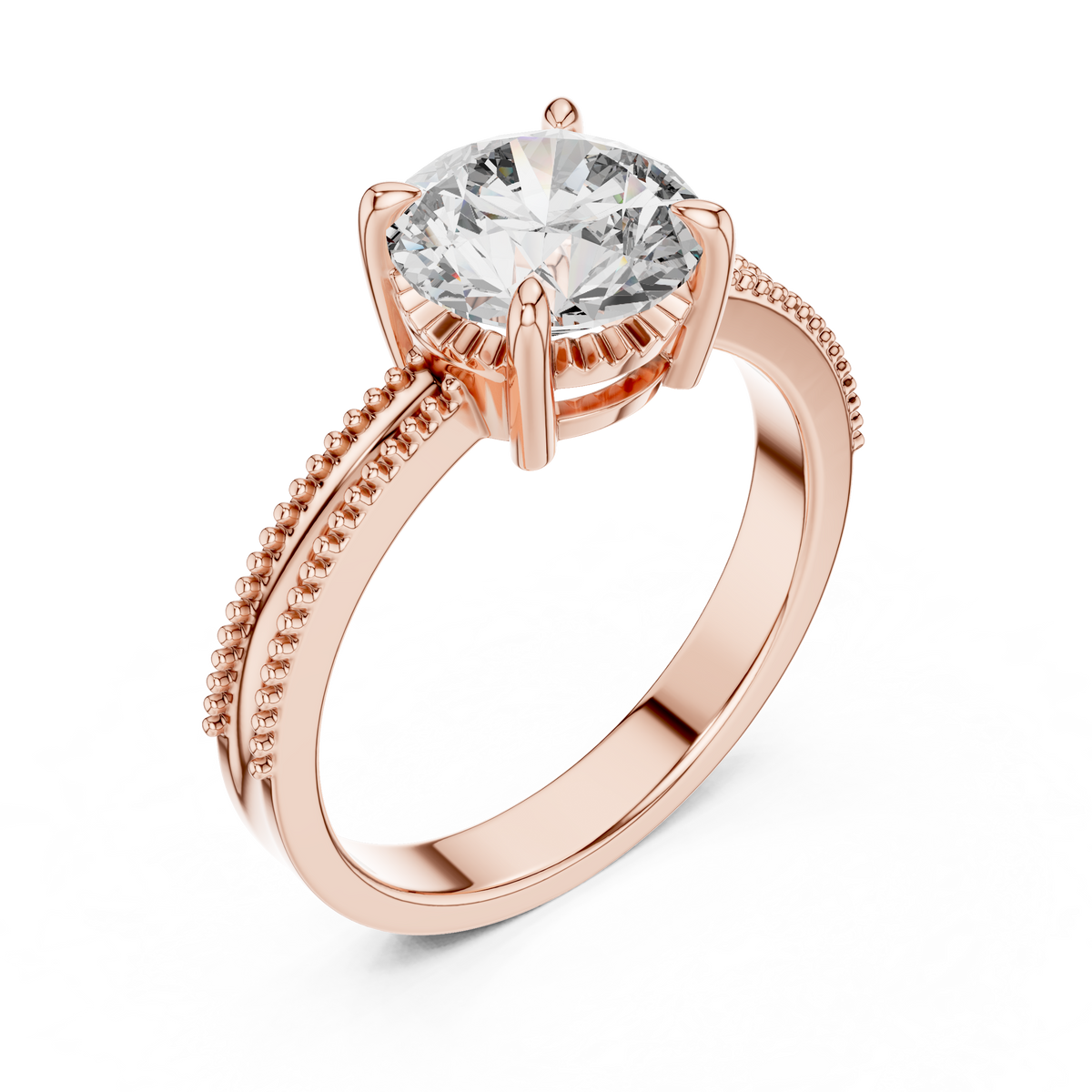 Double Beaded Solitaire Ring