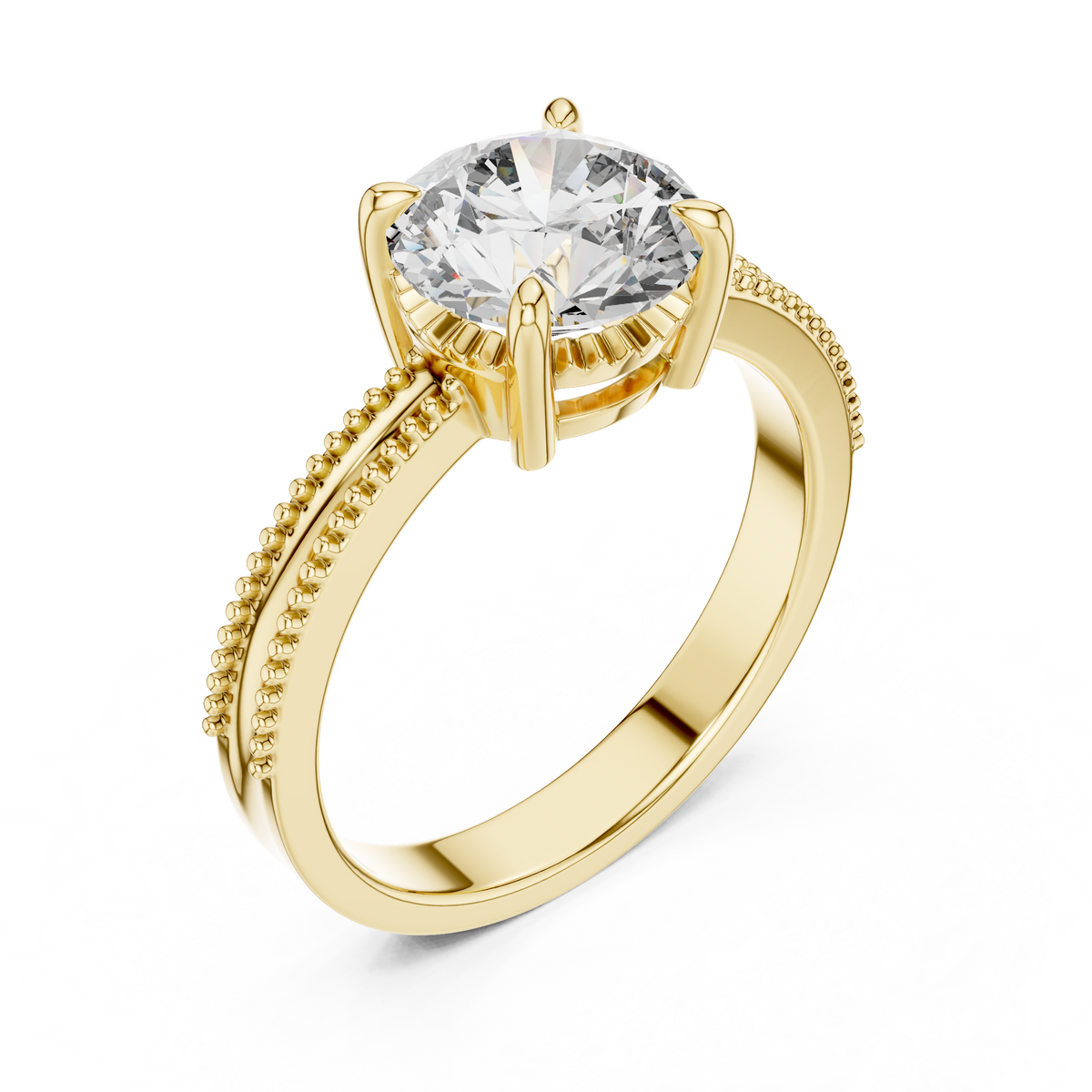 Double Beaded Solitaire Ring